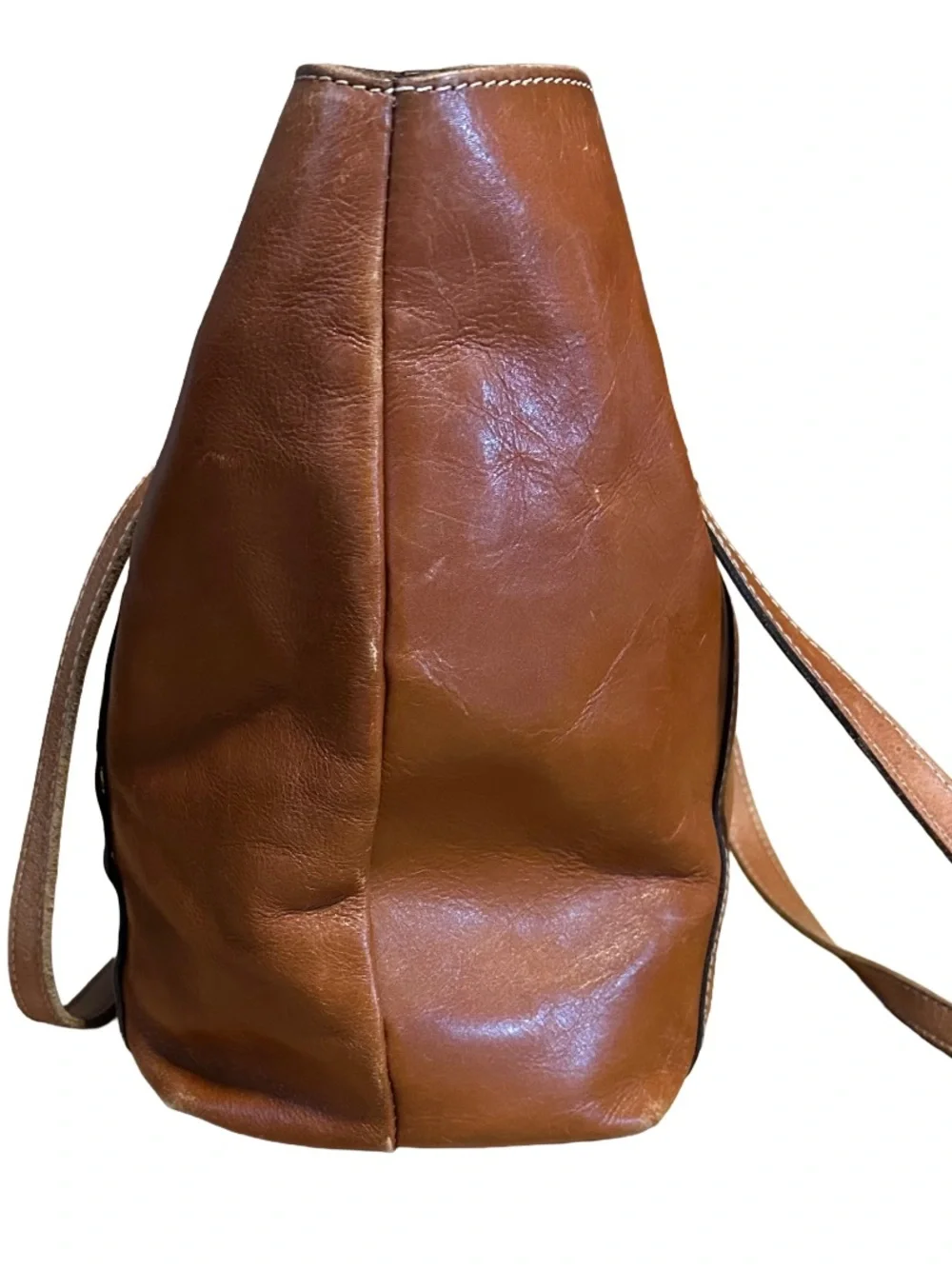 PATRICIA NASH COGNAC BROWN LEATHER BENVENUTO LARGE SHOULDER BAG